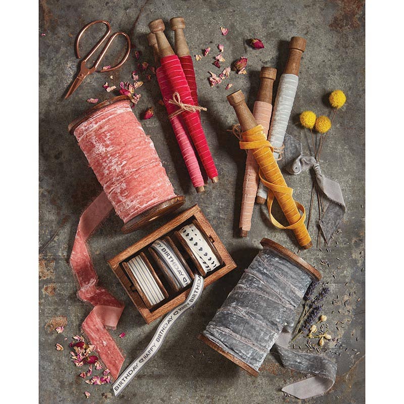 Blush Pink Frayed Velvet Ribbon Spool