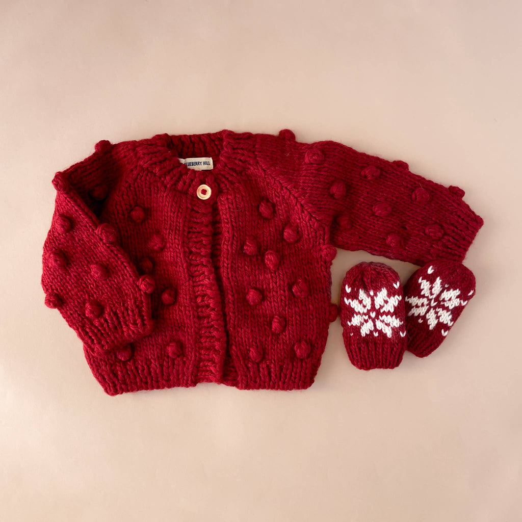 Red Baby Popcorn Cardigan