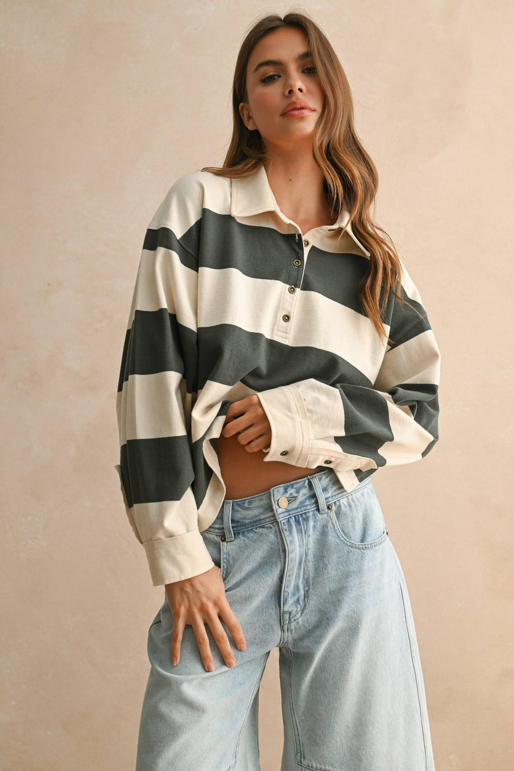 Wide Panel Striped Rugby Shirt