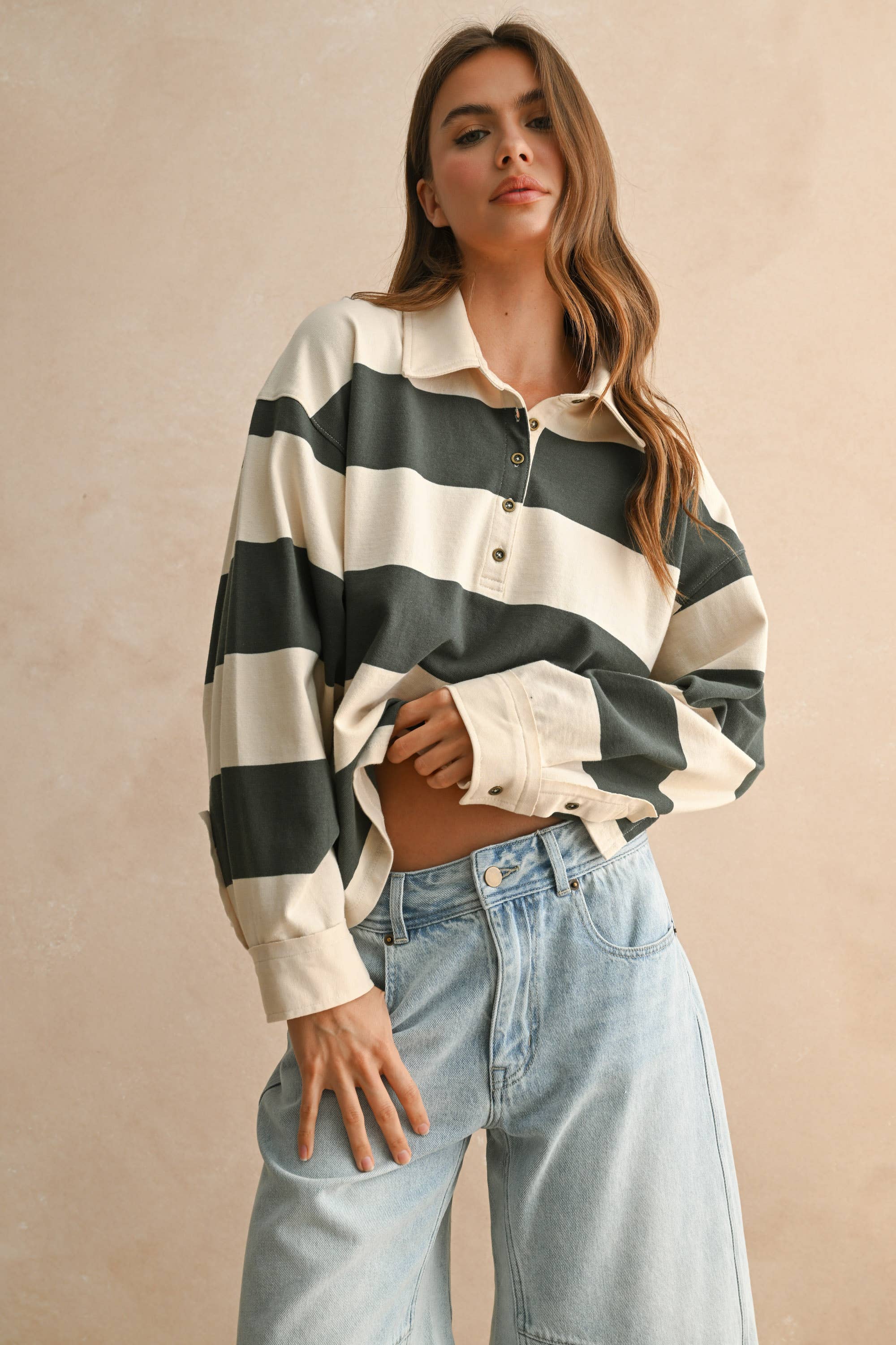 Wide Panel Striped Rugby Shirt