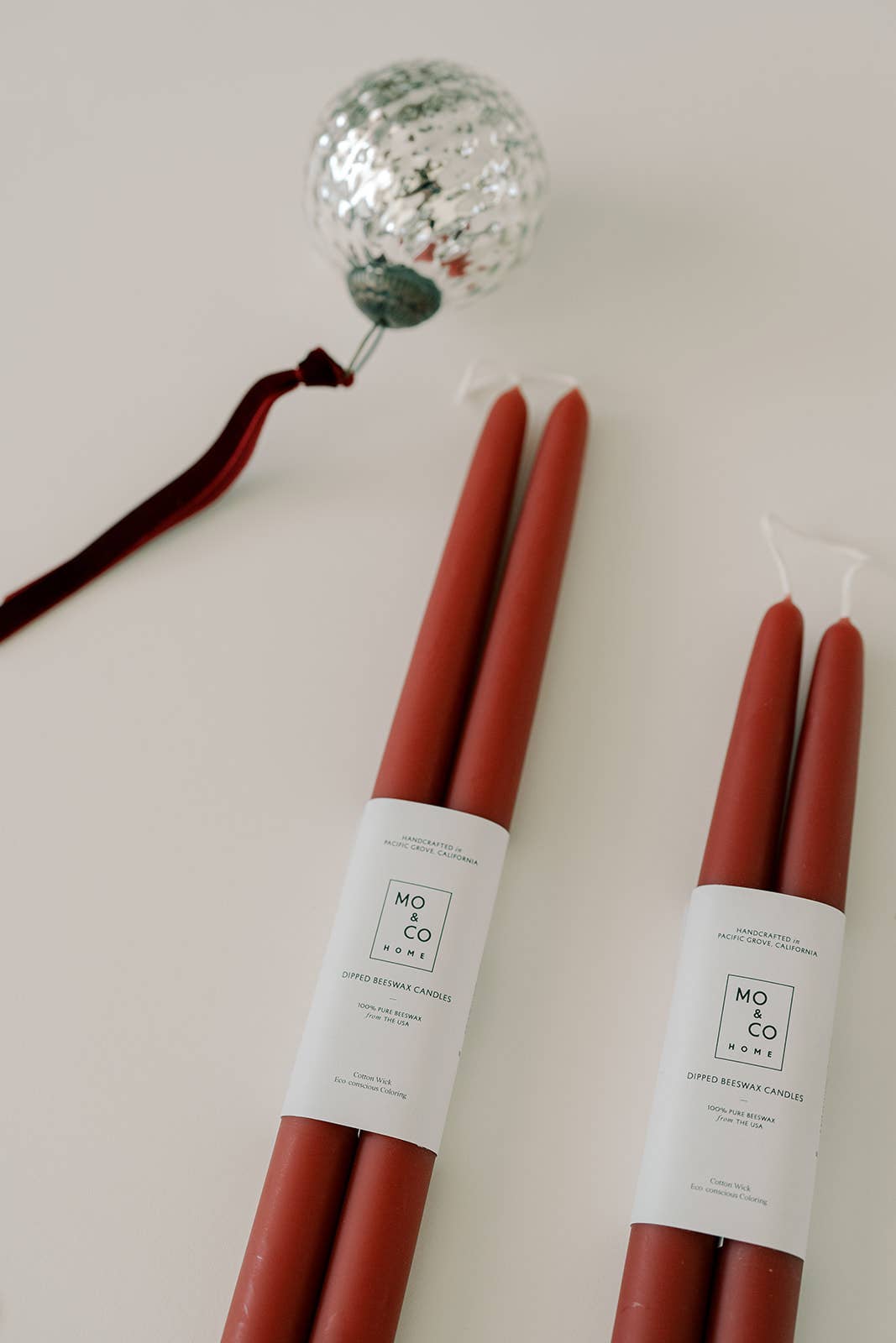 Berry Red Dipped Beeswax Taper Candles