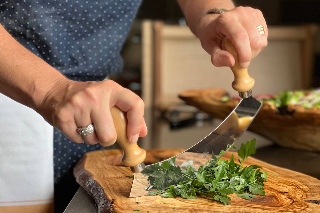 Traditional Italian Mezzaluna Chopper - Large