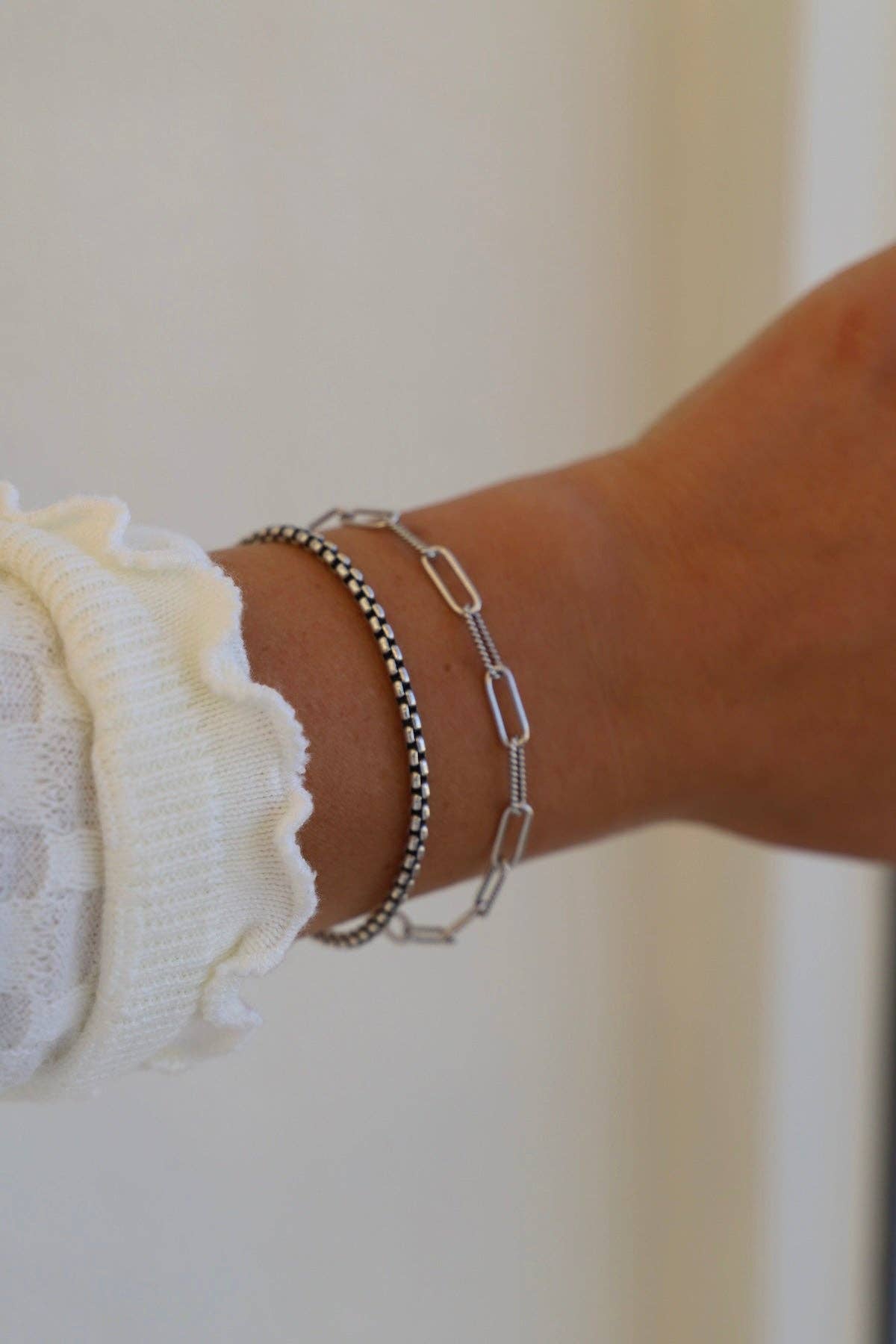 Holland Two Tone Round Box Chain Bracelet