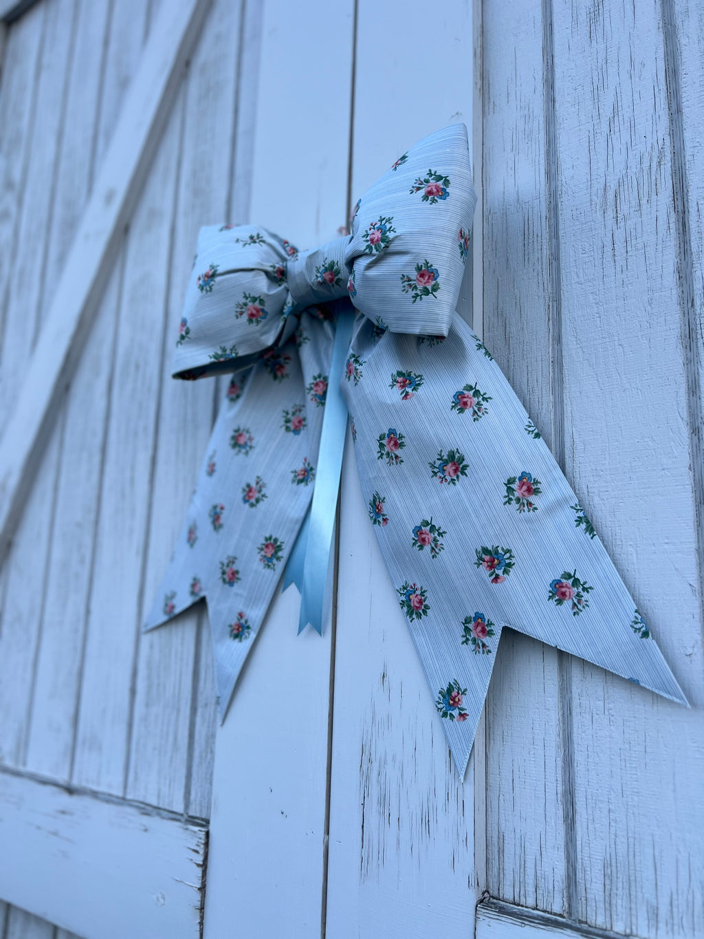 Pink and Blue Floral Bow