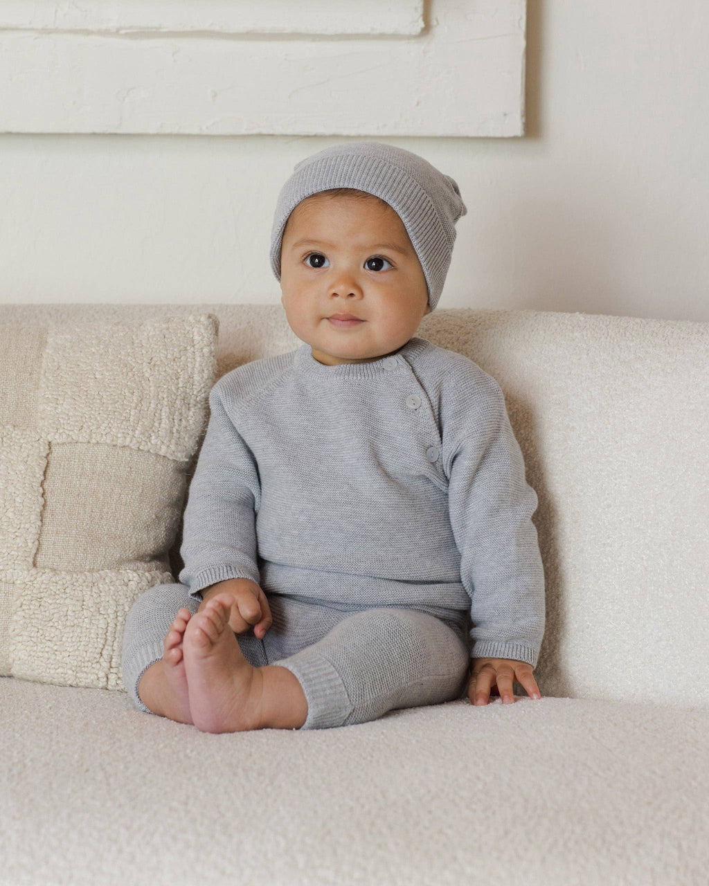 Heathered Dusty Blue Knit Pant