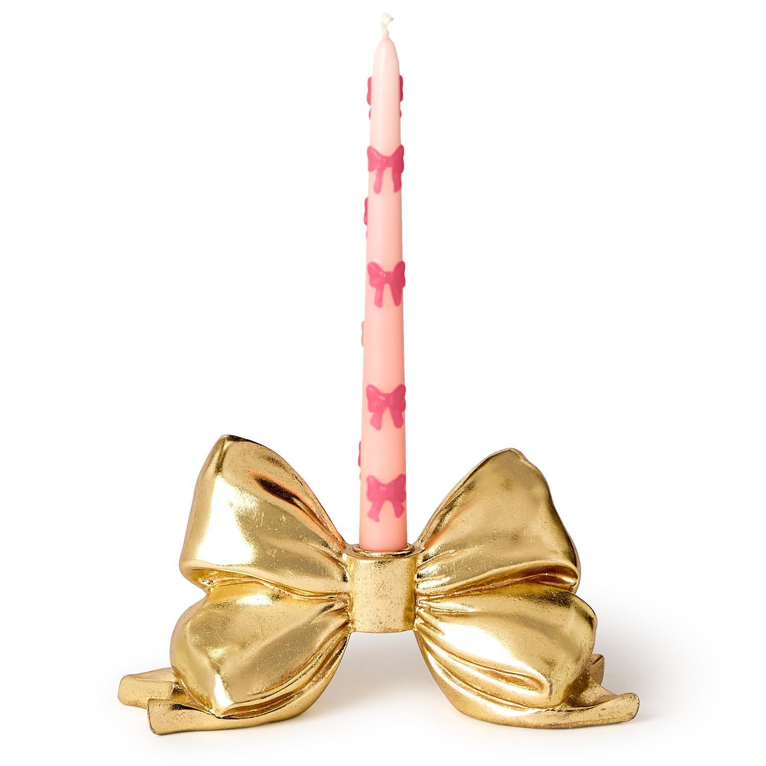 Gold Bow Taper Candleholder