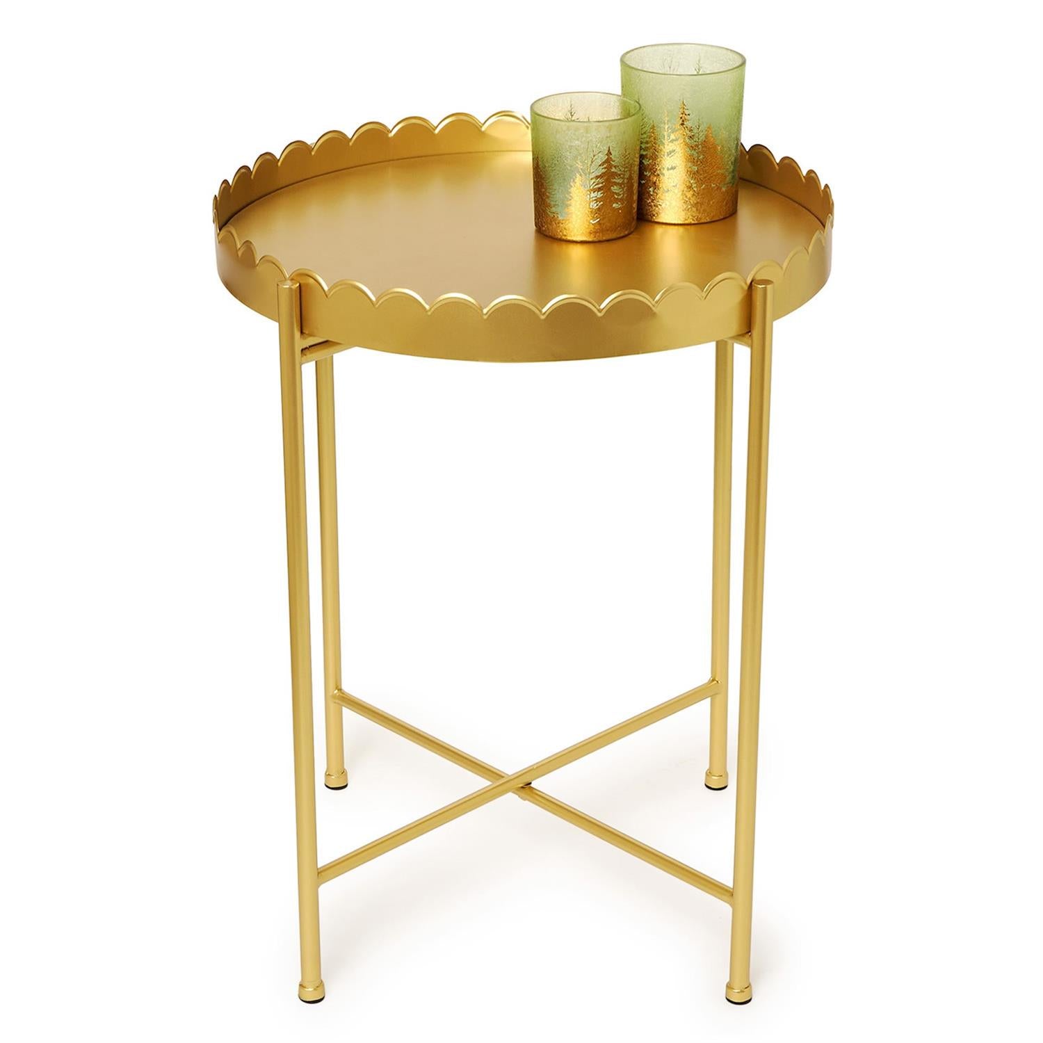 Gold Scalloped Edge Accent Table