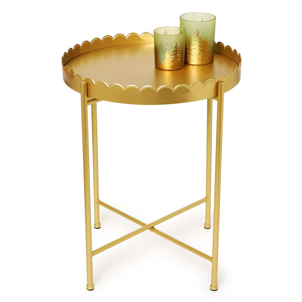 Gold Scalloped Edge Accent Table