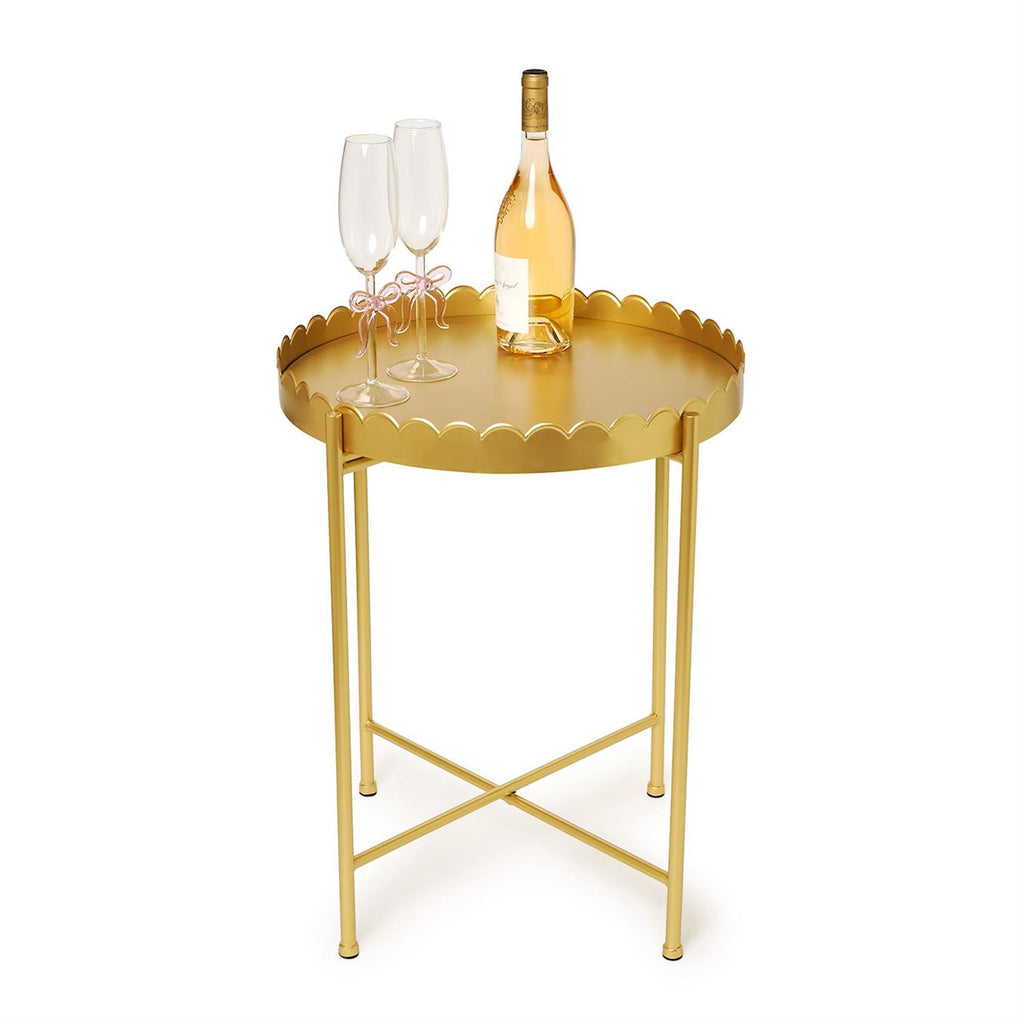 Gold Scalloped Edge Accent Table