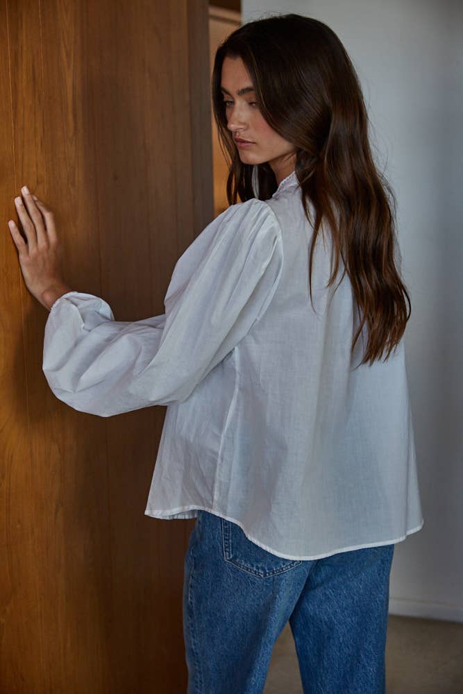 Lace Band Collar Blouse