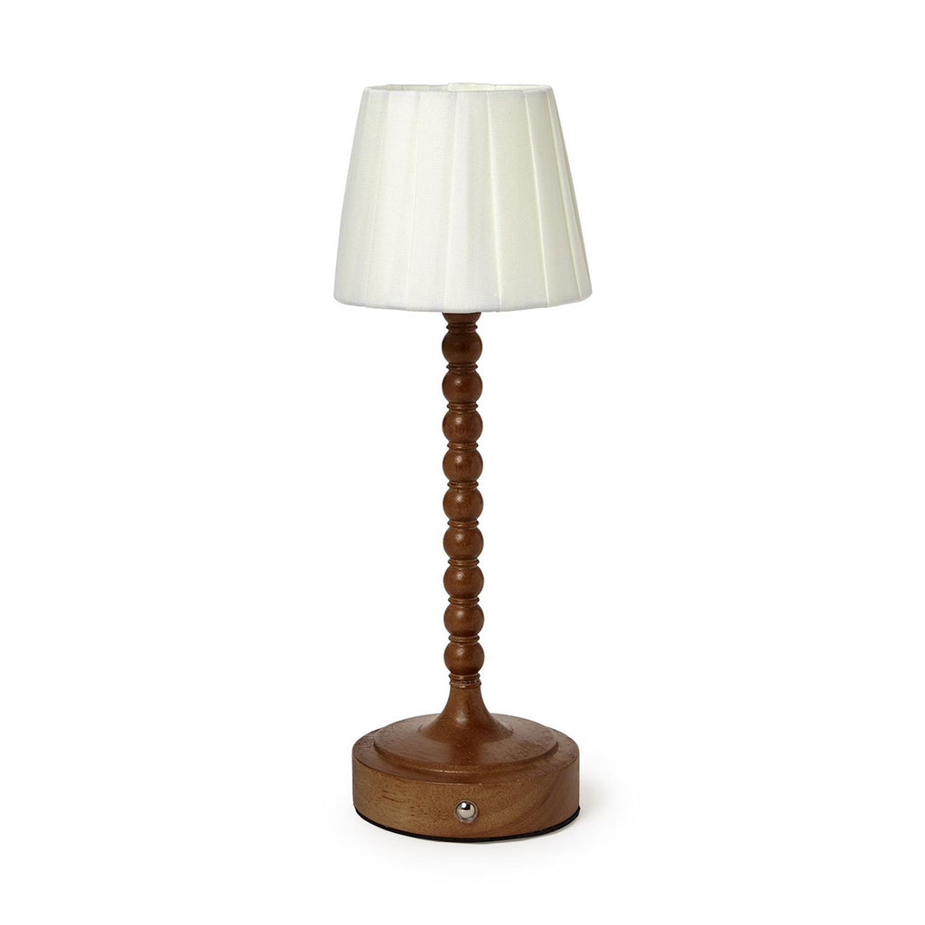 LED Beaded Wood Pole Table Lamp