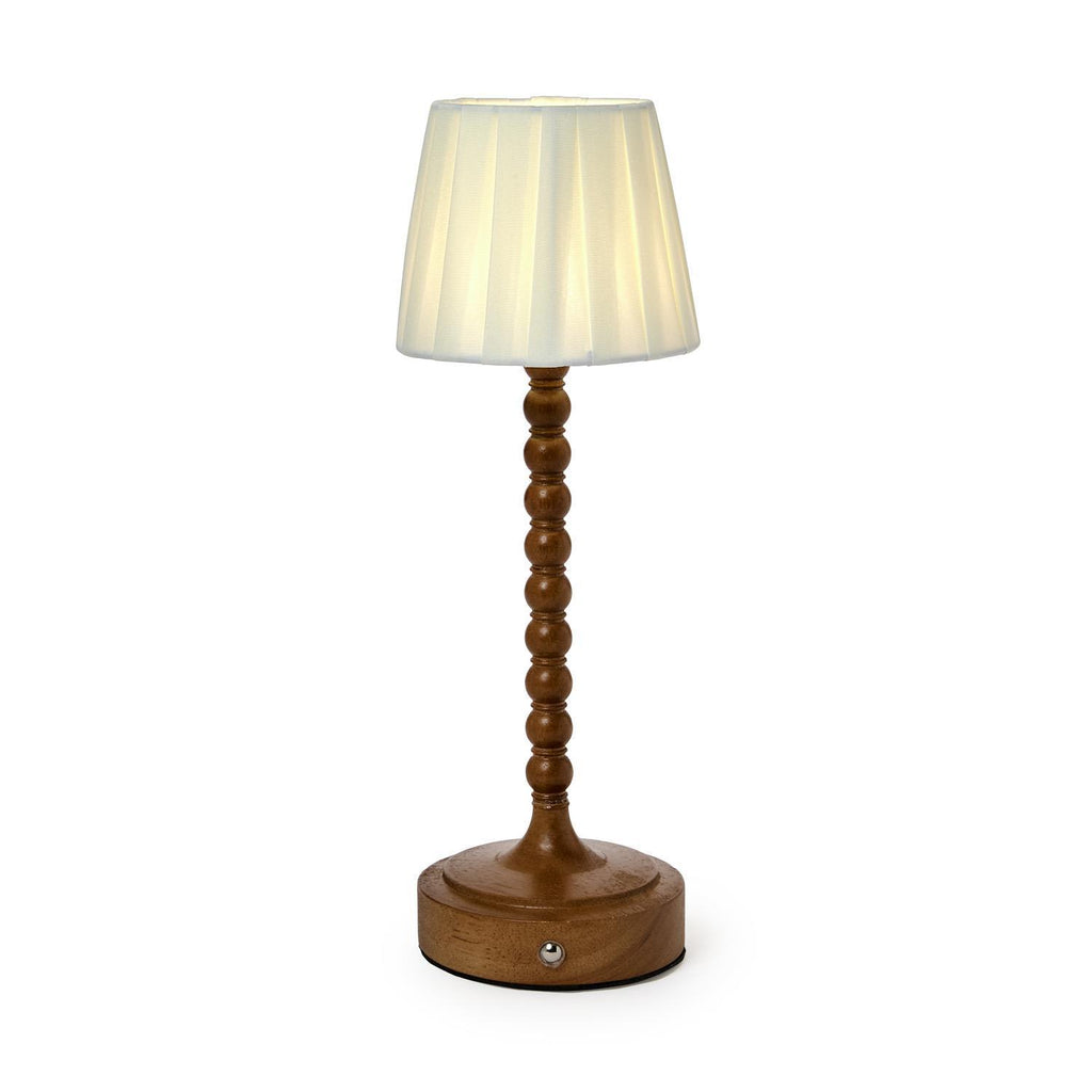 LED Beaded Wood Pole Table Lamp