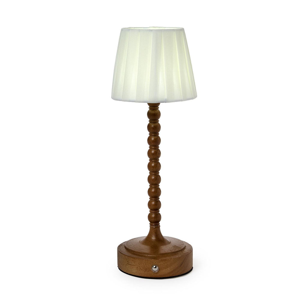 LED Beaded Wood Pole Table Lamp