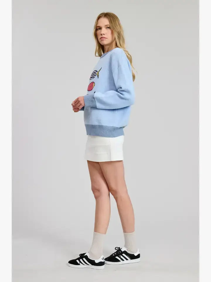 Happy Sardines Flat White Sweater Top