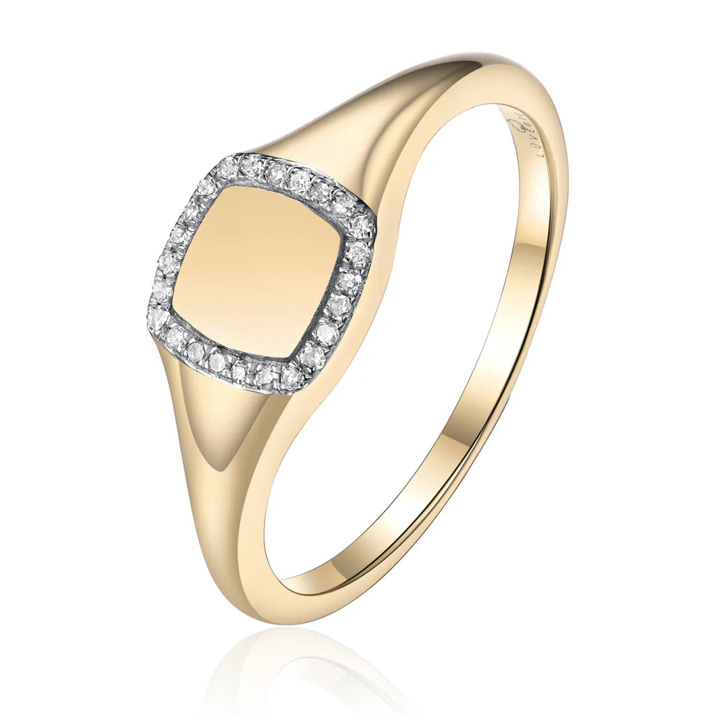 Diamond Outline Square Signet Ring