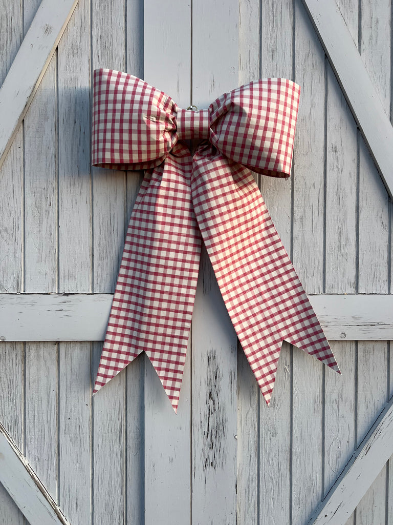 Pink & White Check Bow