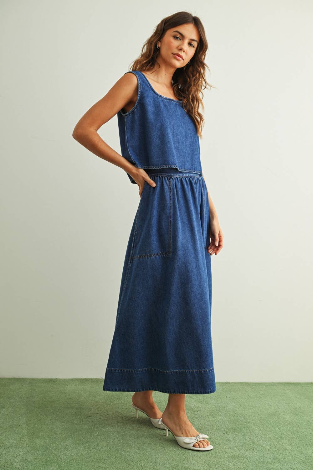 Soft Denim A Line Skirt
