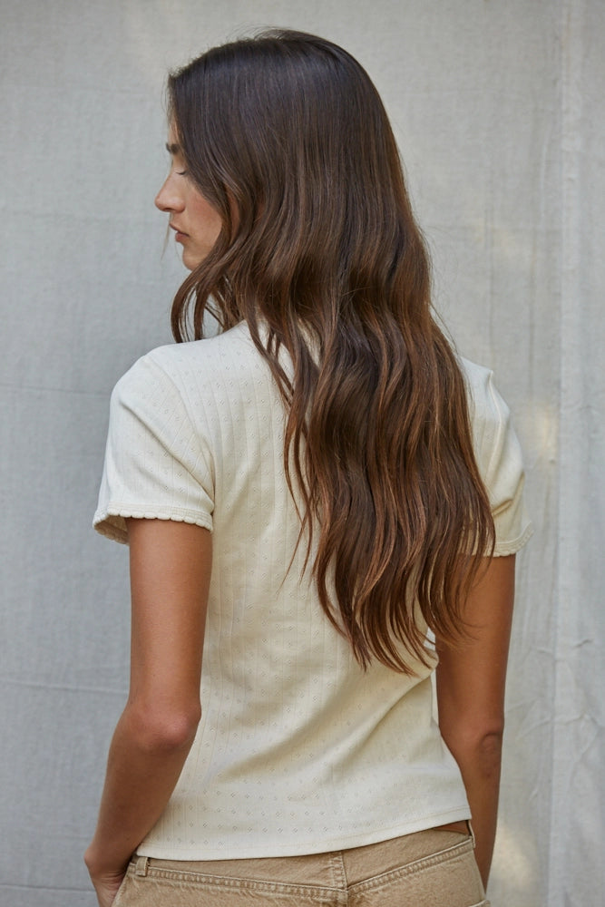 Pointelle Top in Cream