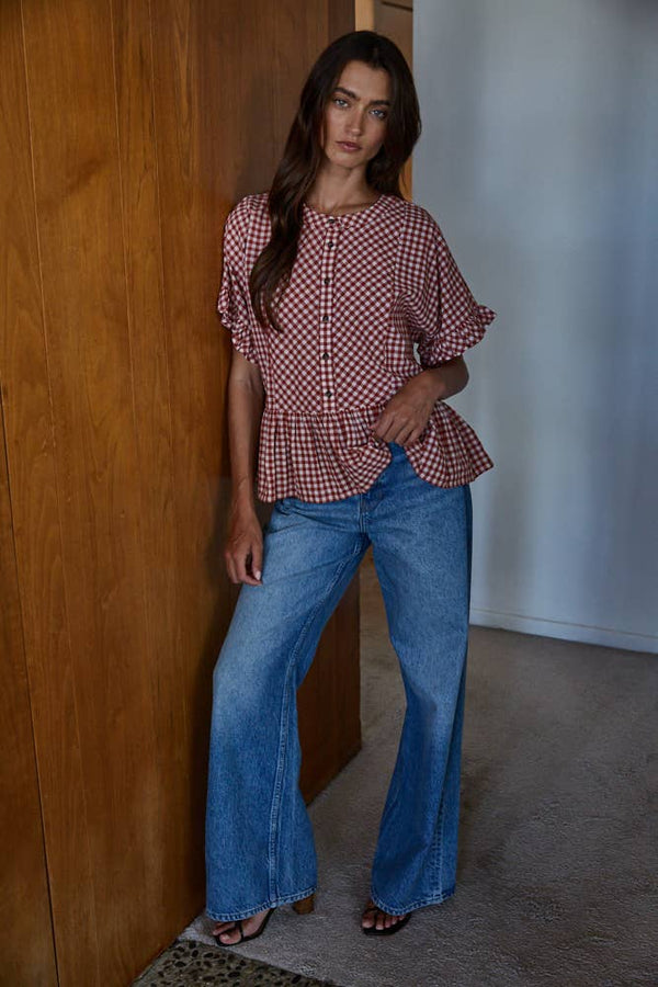 Gingham Ruffle Top