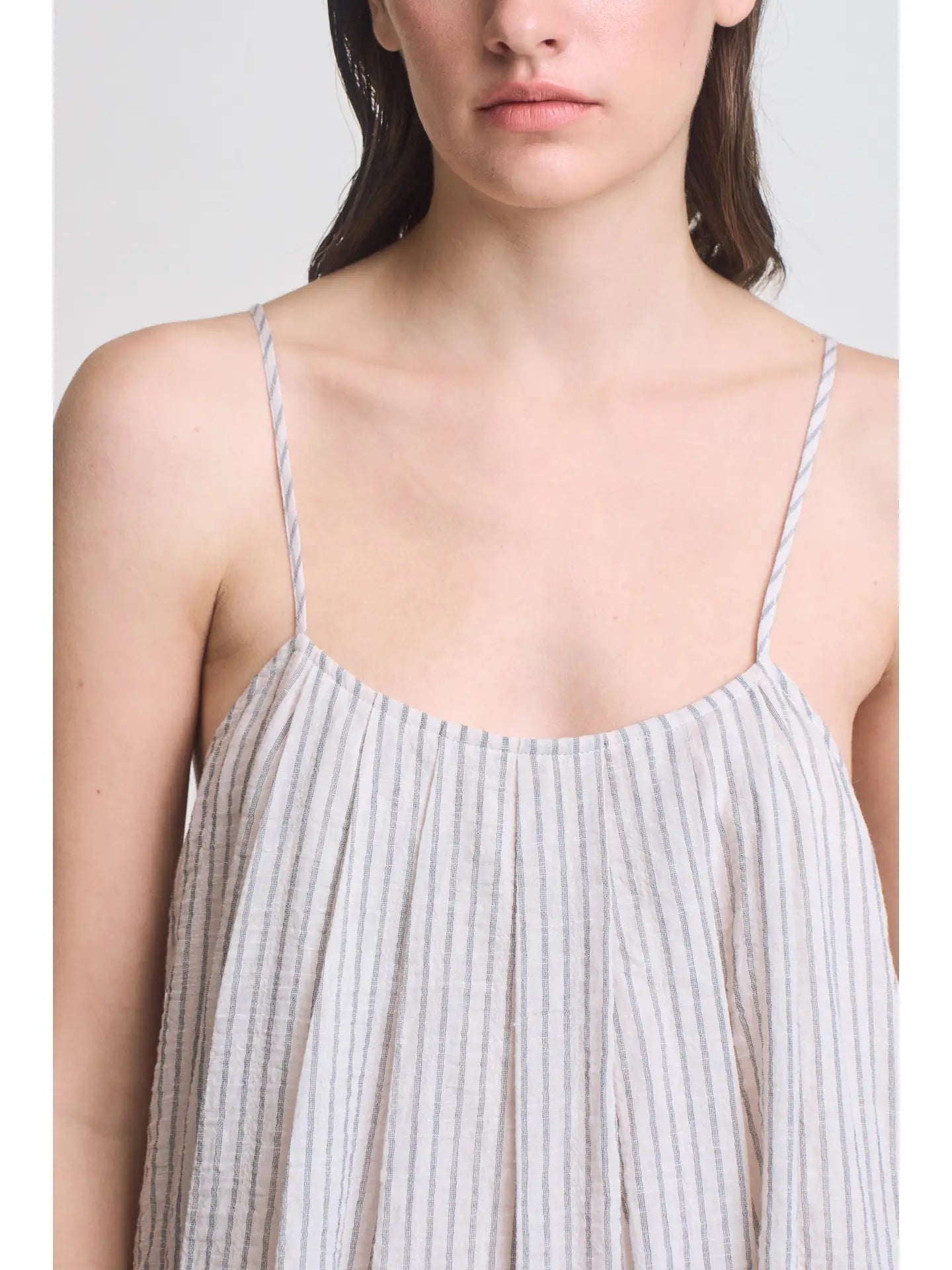 Stripe Pleat Tuck Dress