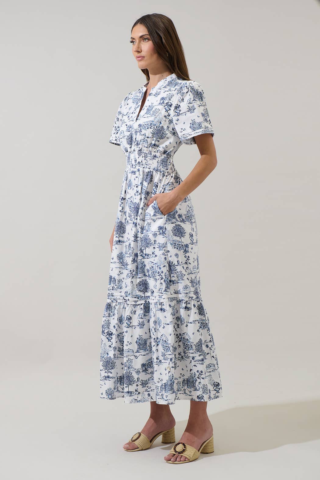 Renzo Toile Poplin Maxi Dress