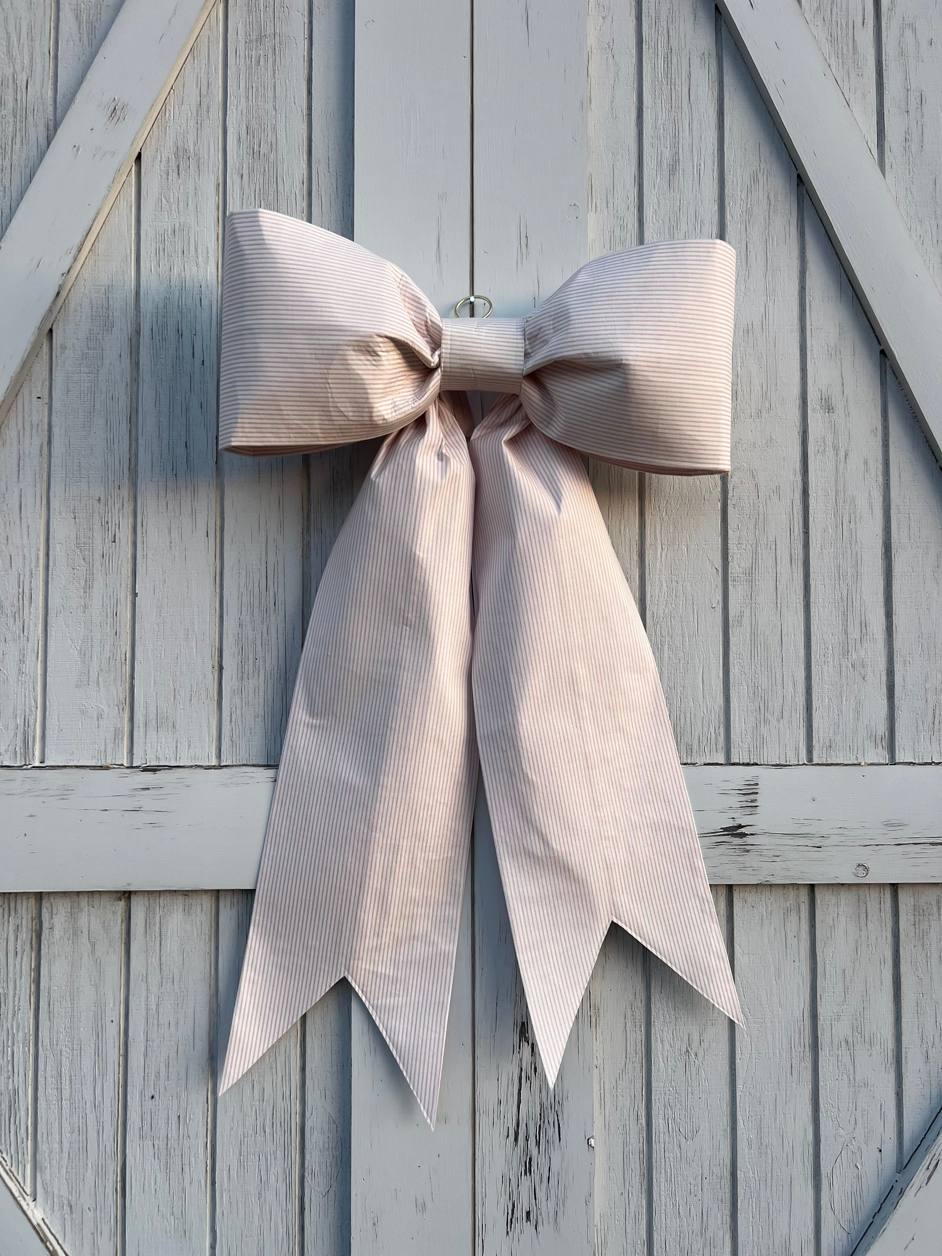 Pink & White Pinstripe Bow