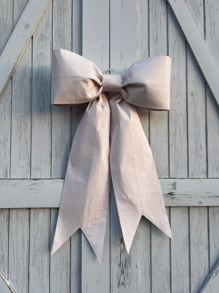 Pink & White Pinstripe Bow