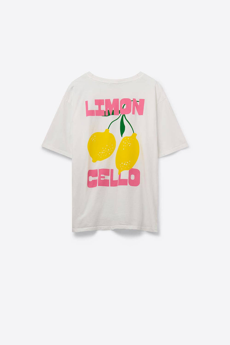 Lemon Print Relaxed White T-Shirt
