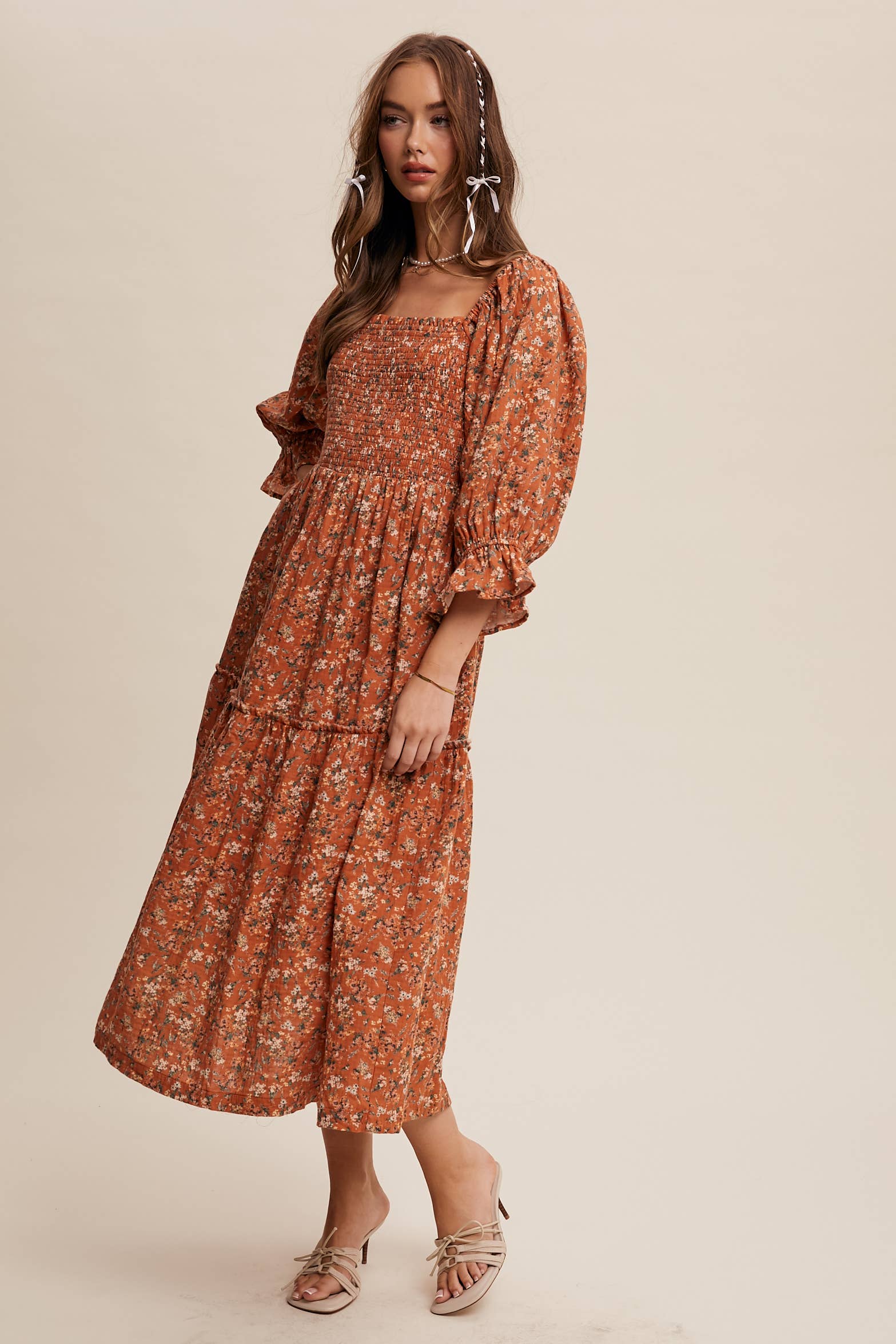 Floral Tiered Midi Dress