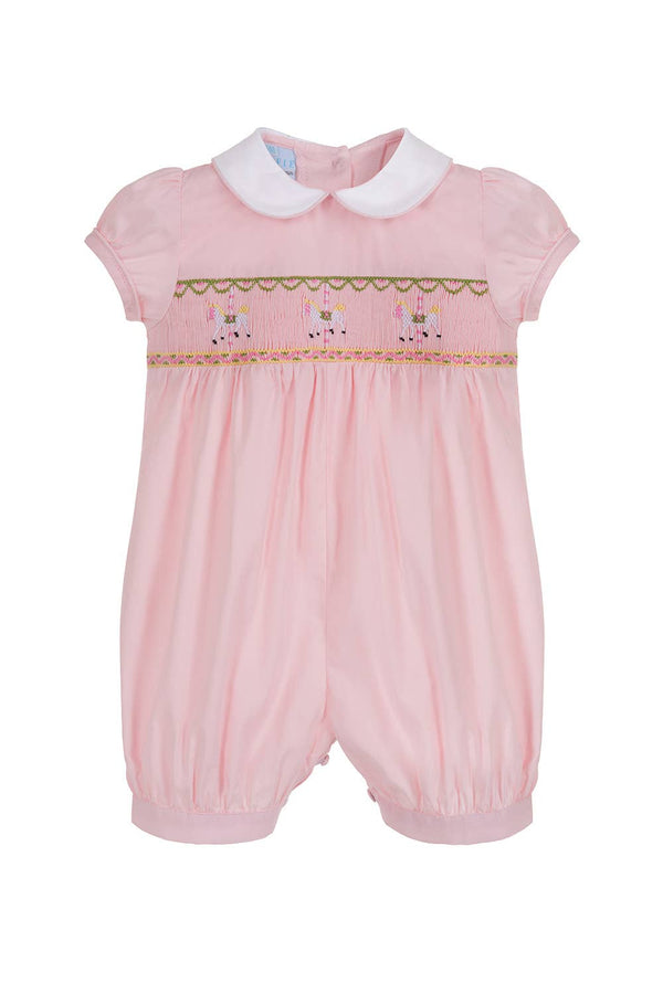 MERRY GO ROUND  PINK smocked romper