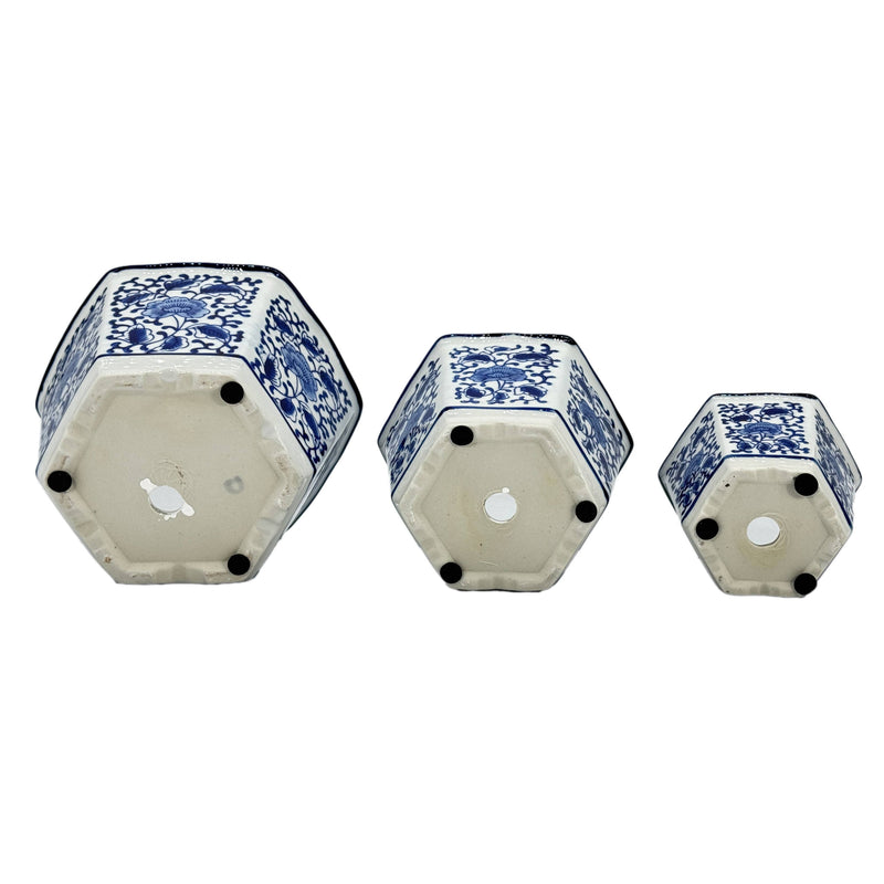 Hexagon Floral Ruffled Lip Planter, Asst. Sizes