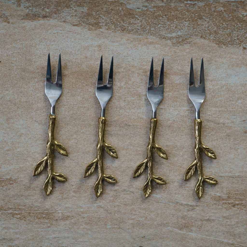 Gold Leaf Bud Handle Forks