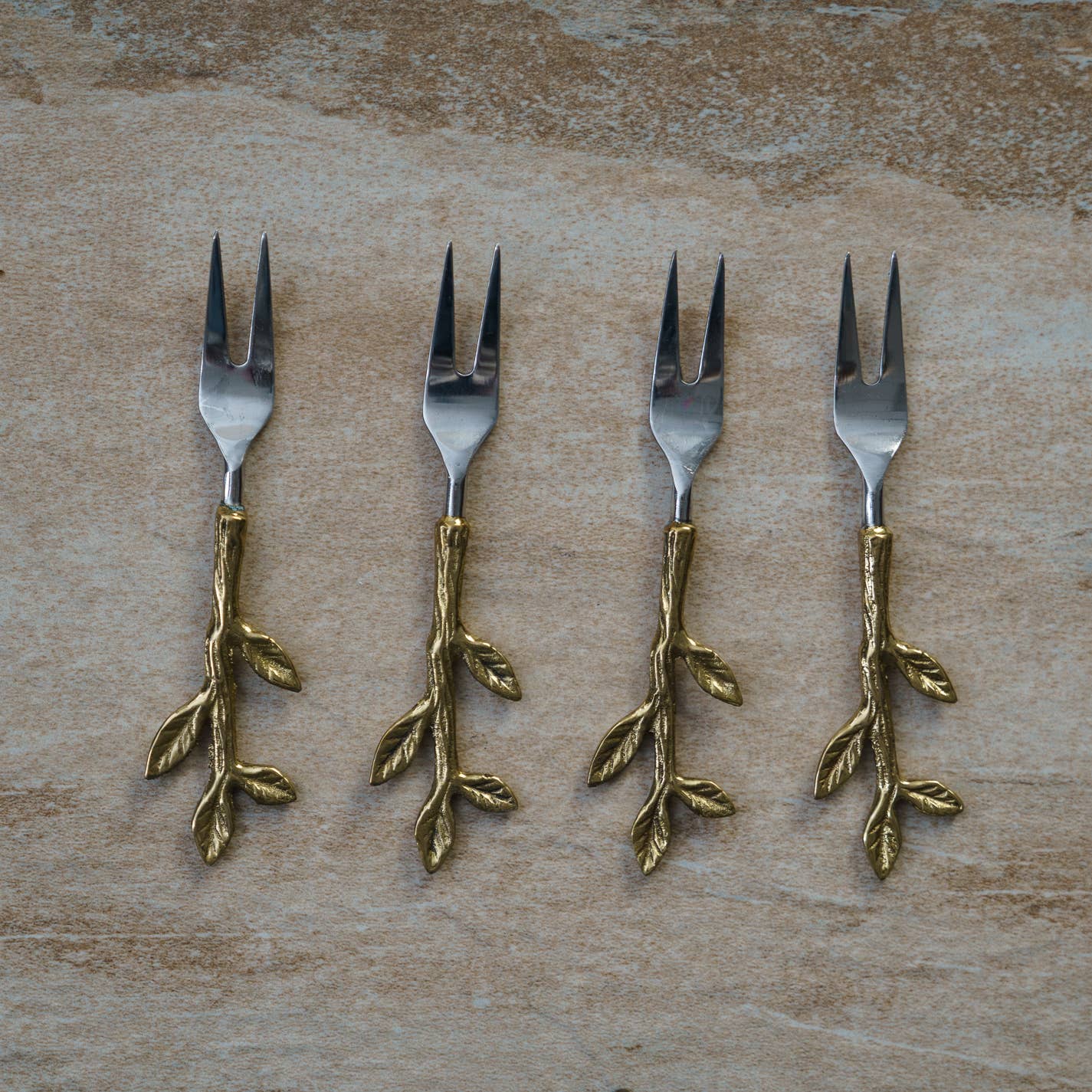 Gold Leaf Bud Handle Forks
