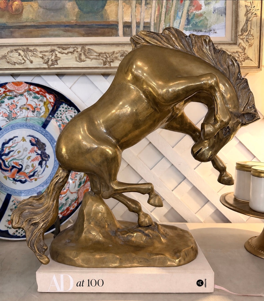 Brass Fighting Horse