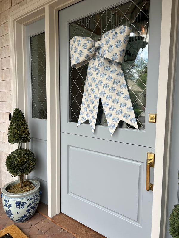 Blue Floral Bow
