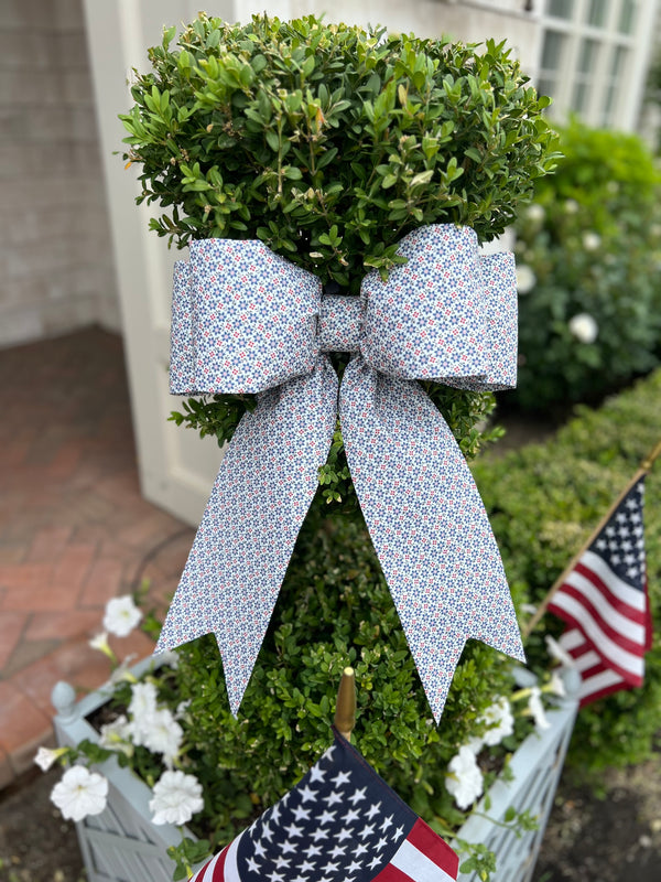 Red and Blue Floral Bow
