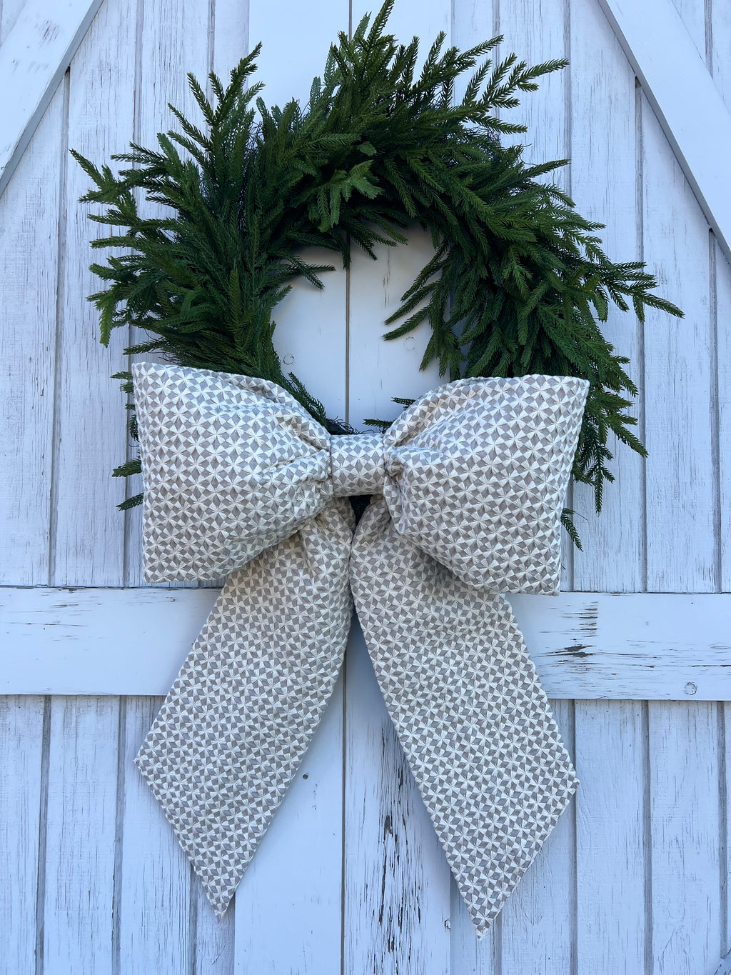 Cream and Gray Jacquard print Bow