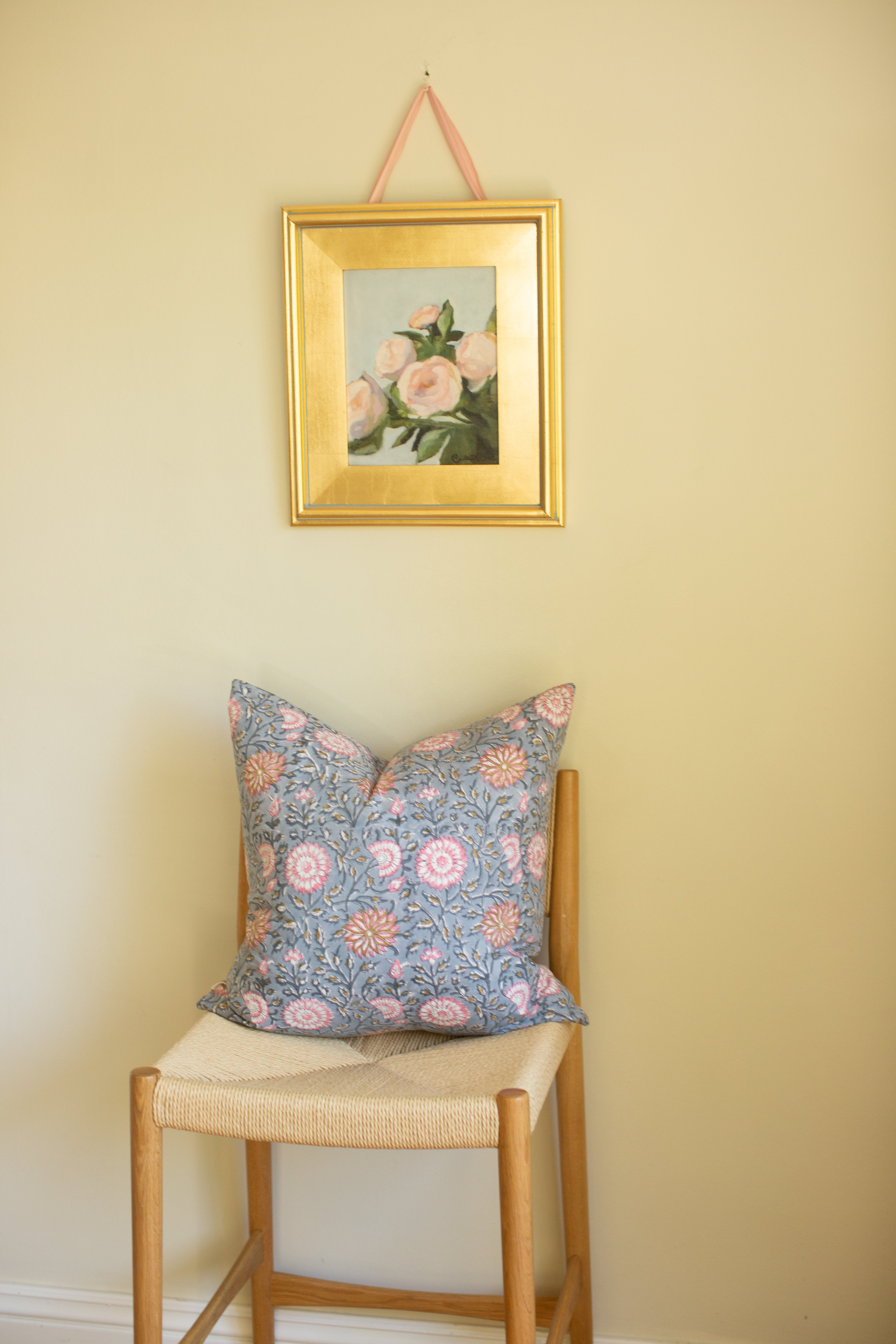 Blue Block Print Pillow