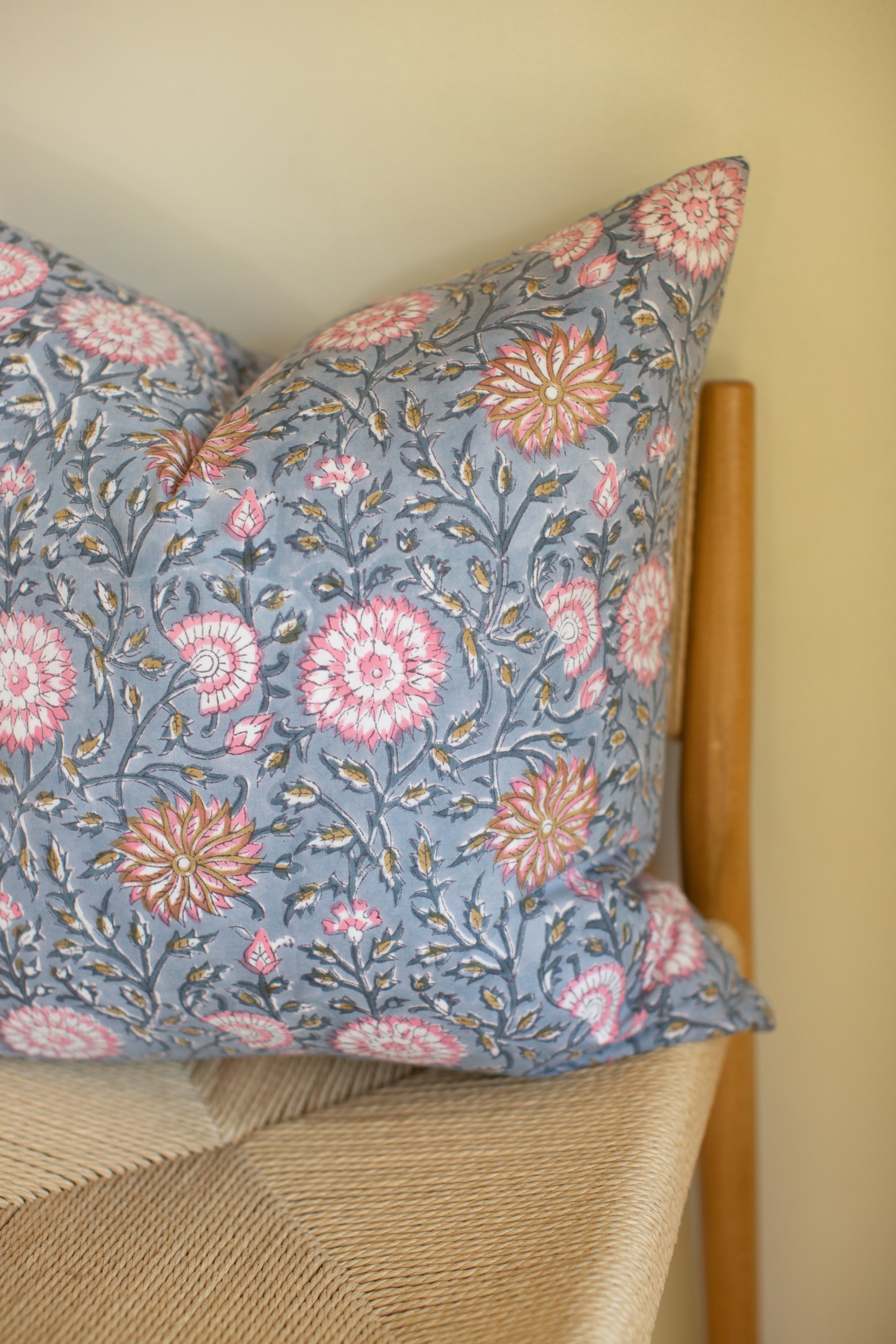 Blue Block Print Pillow