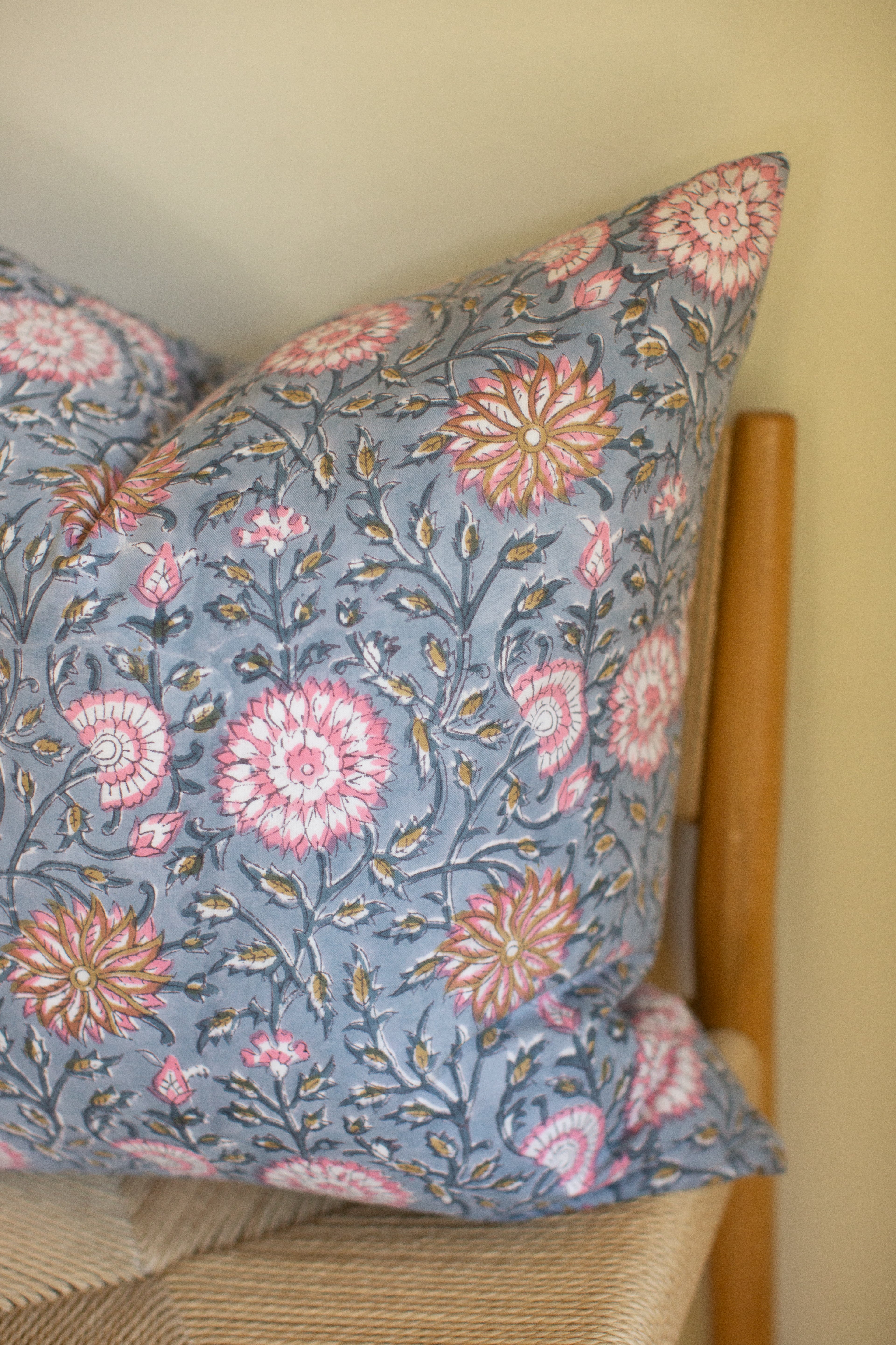Blue Block Print Pillow
