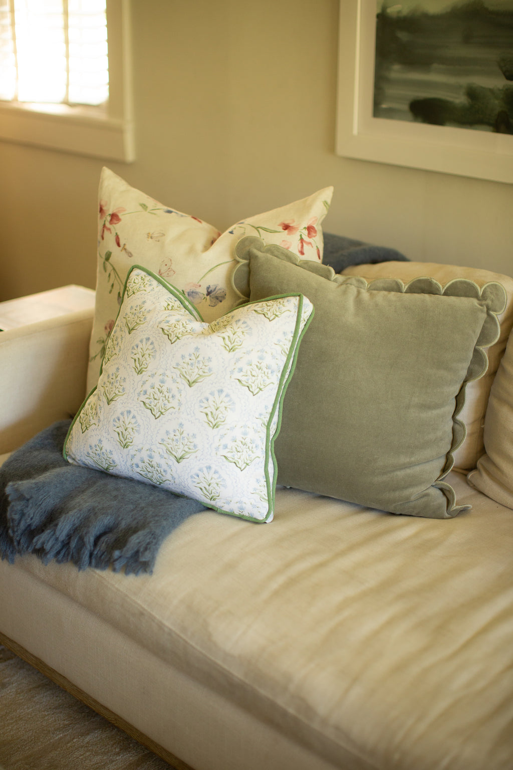 Scalloped Velvet Pillow