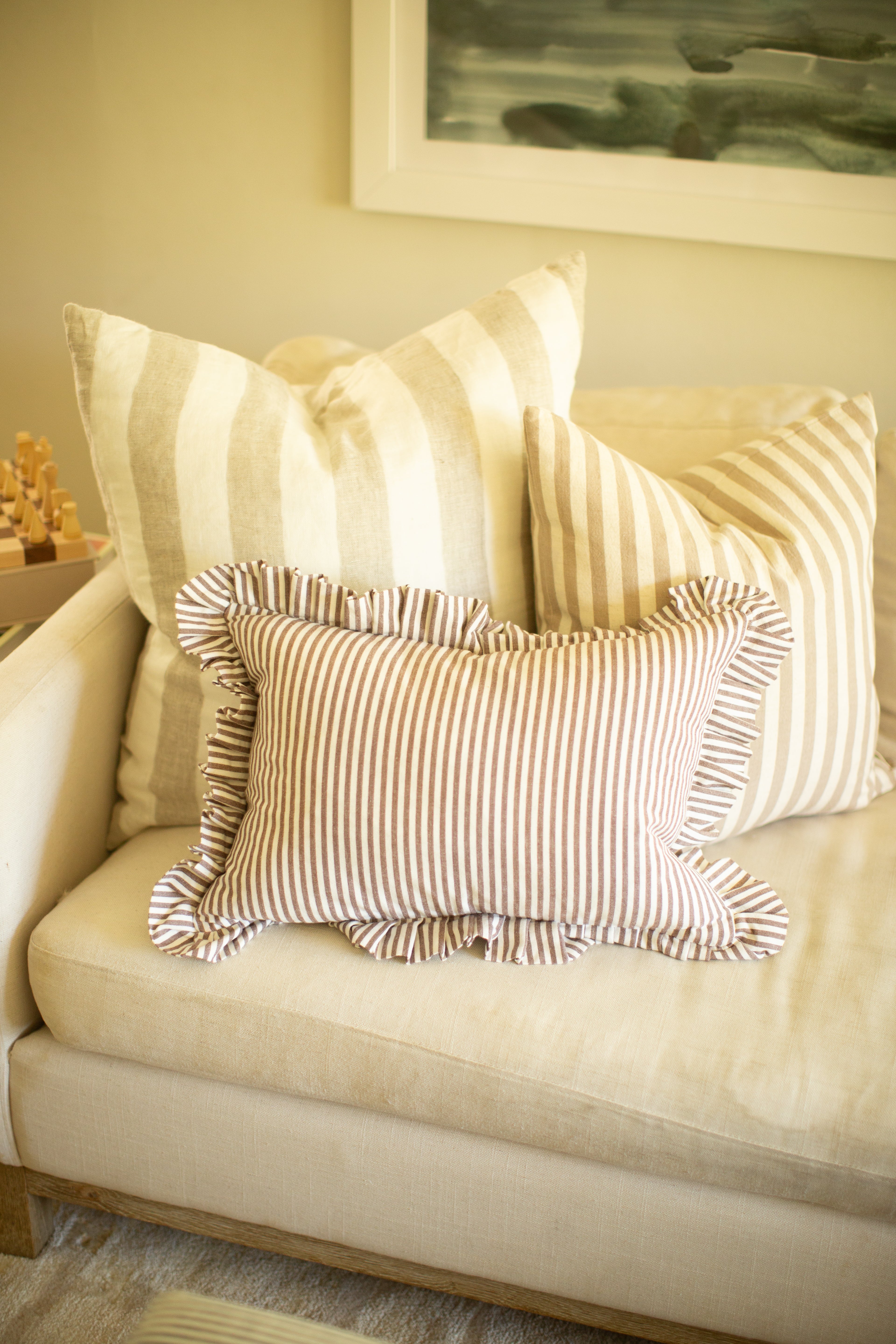 Sand Narrow Stripe Pillow