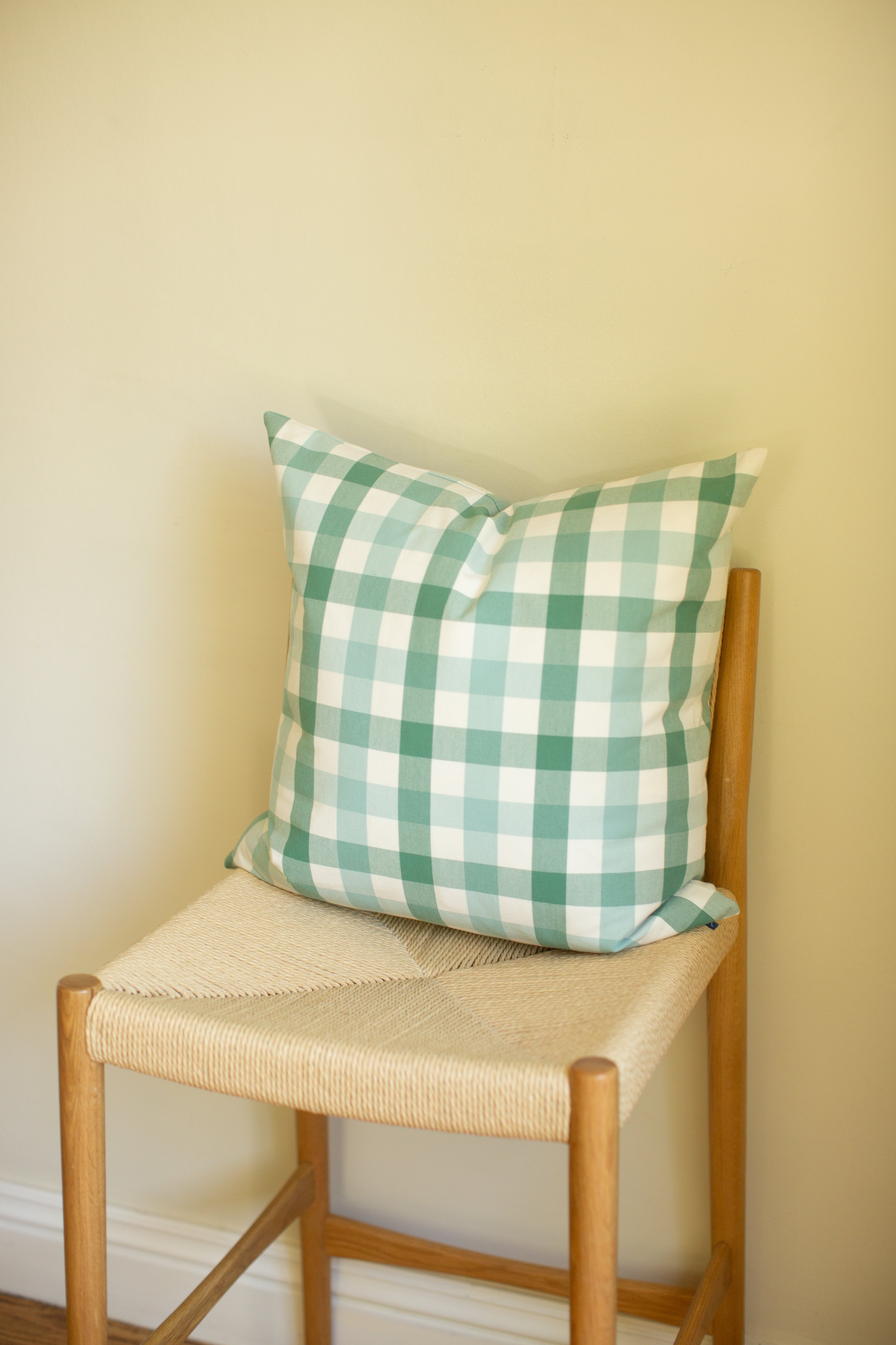 Anna French Saybrook Green Check Pillow