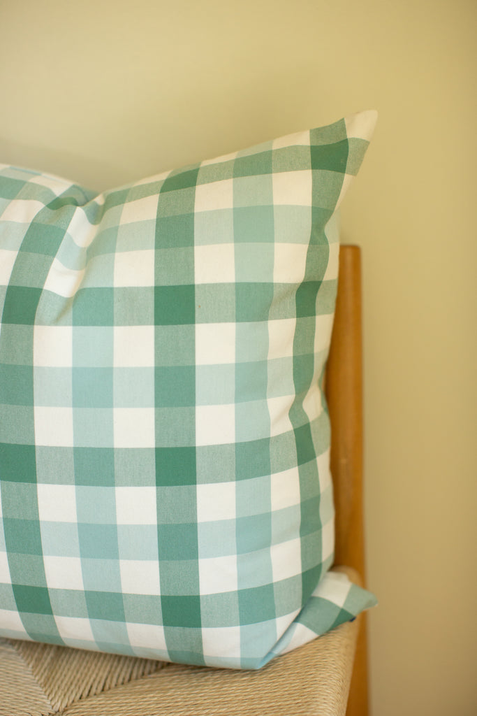 Anna French Saybrook Green Check Pillow