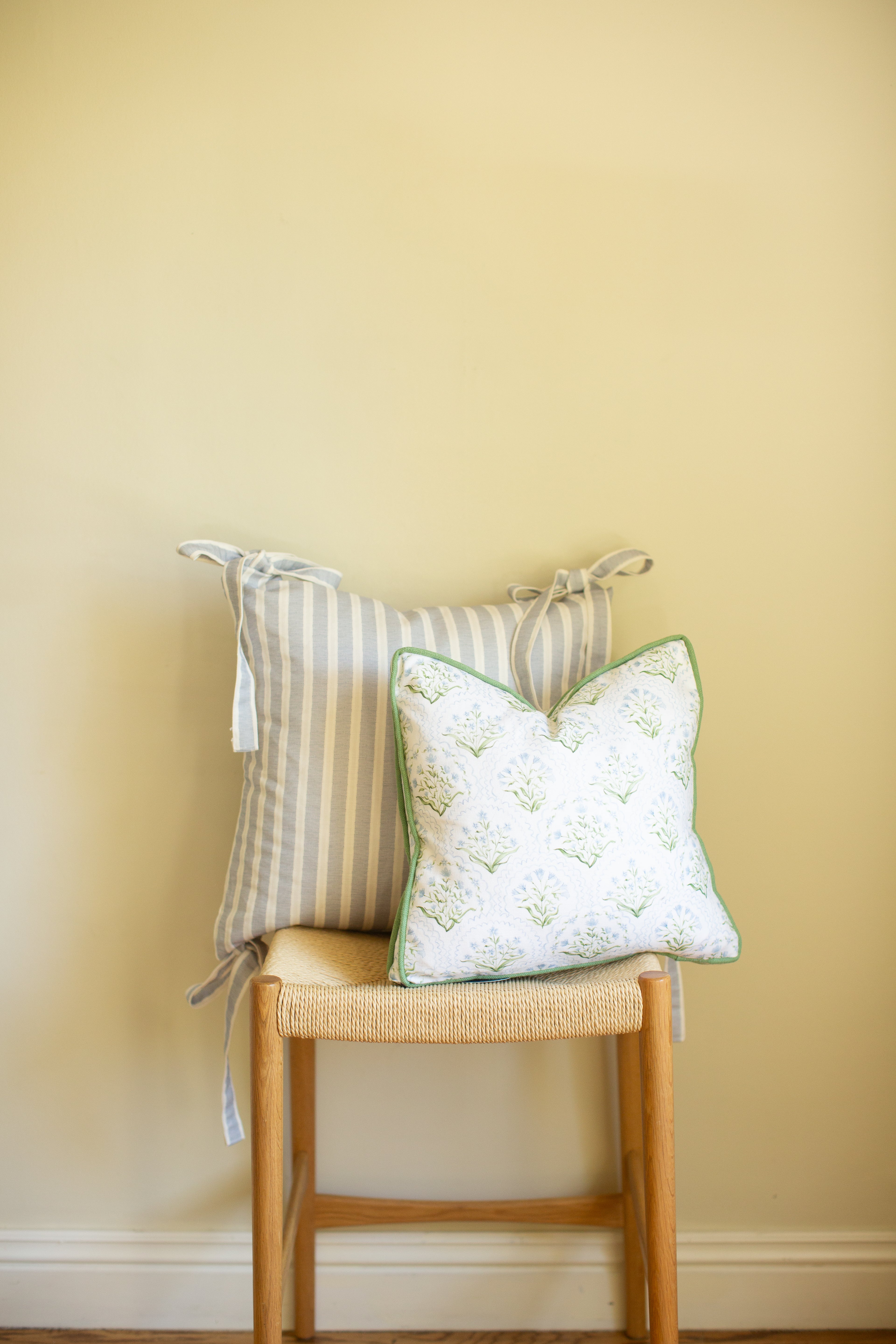 Pride of Place French Stripe Pillow with Bows