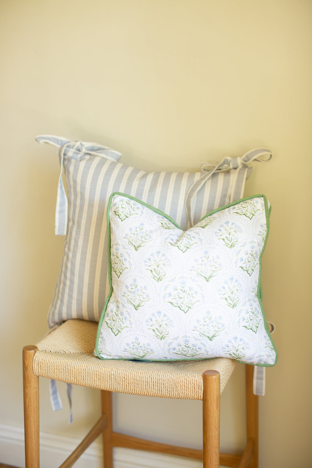 Pride of Place French Stripe Pillow with Bows