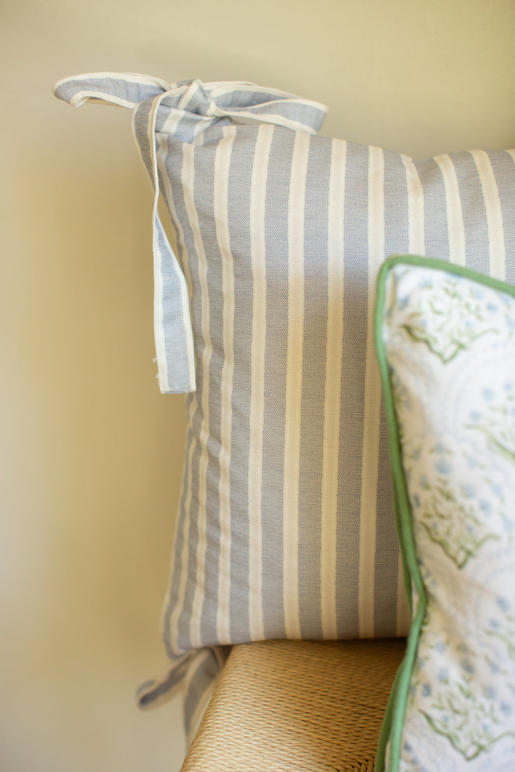 Pride of Place French Stripe Pillow with Bows