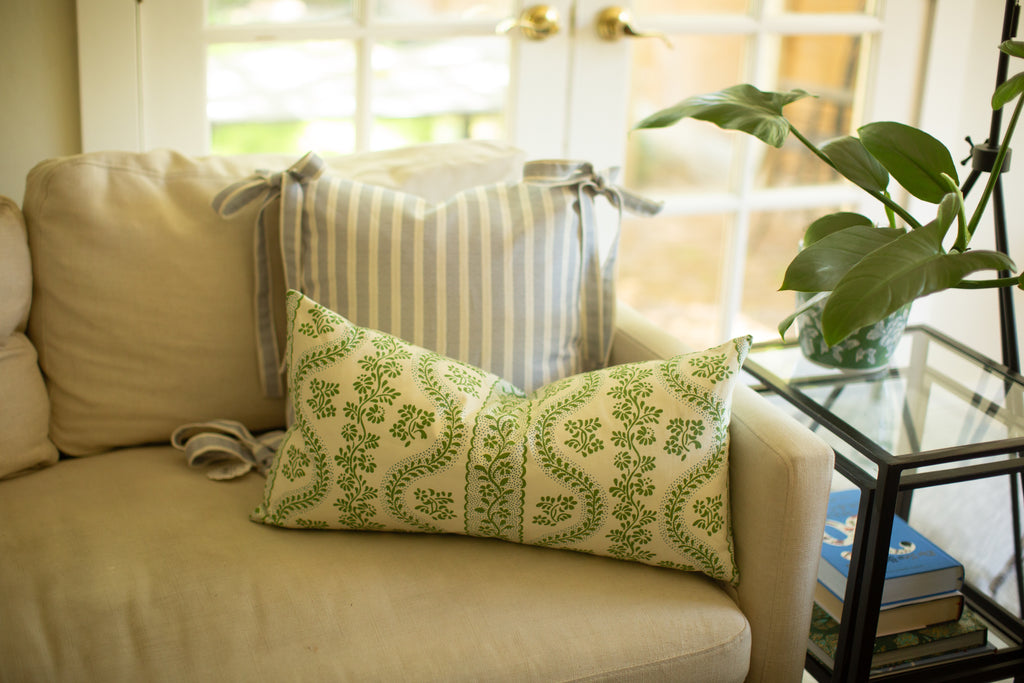 Pride of Place French Stripe Pillow with Bows