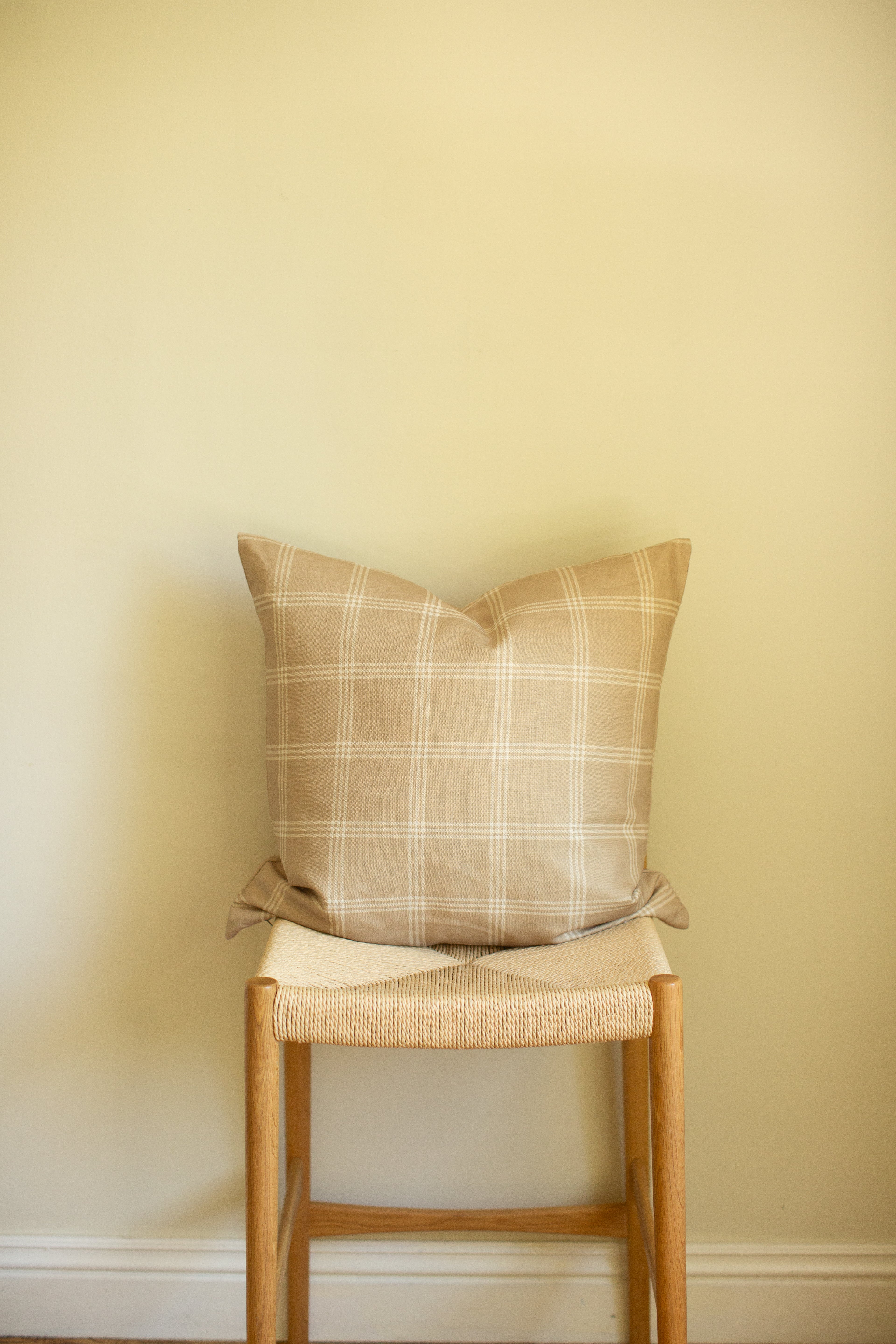 Beige Check Plaid Pillow