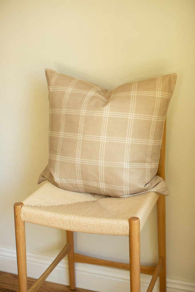 Beige Check Plaid Pillow